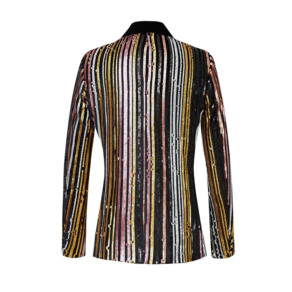 Shining Striped Sequin Blazer