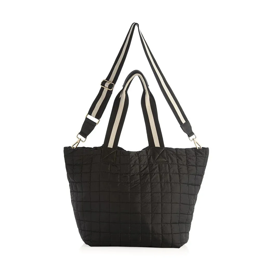 Shiraleah Ezra Quilted Nylon Travel Tote, Black