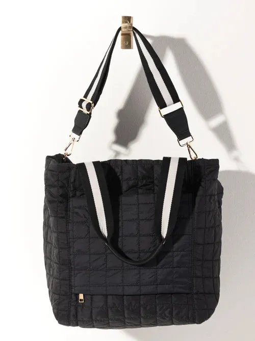Shiraleah Ezra Quilted Nylon Travel Tote, Black