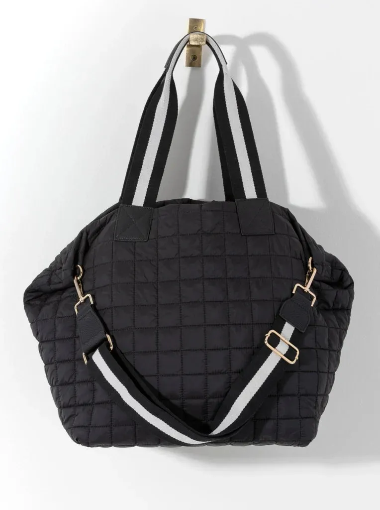 Shiraleah Ezra Quilted Nylon Travel Tote, Black