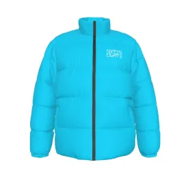 Sixty Eight 93 Logo White Aqua Blue Unisex Puffer Jacket