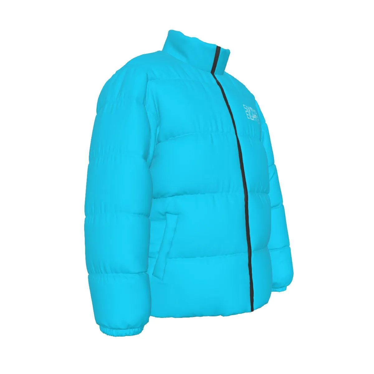 Sixty Eight 93 Logo White Aqua Blue Unisex Puffer Jacket