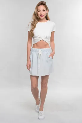 Tencel Drawstring Mini Skirt