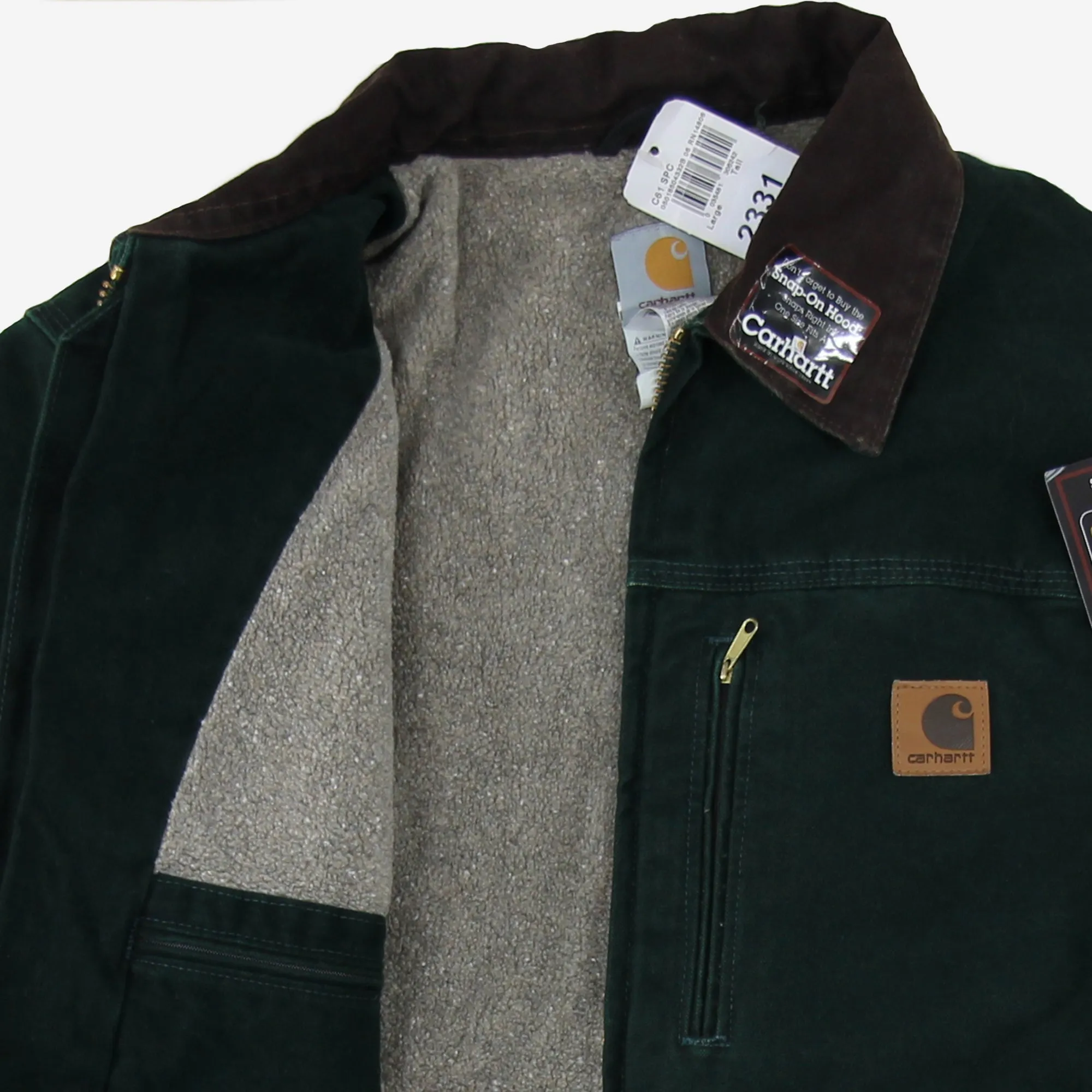 Vintage Carhartt C61 SPC (spruce) Sherpa Lined Sandstone Ridge Coat NWT Large Tall