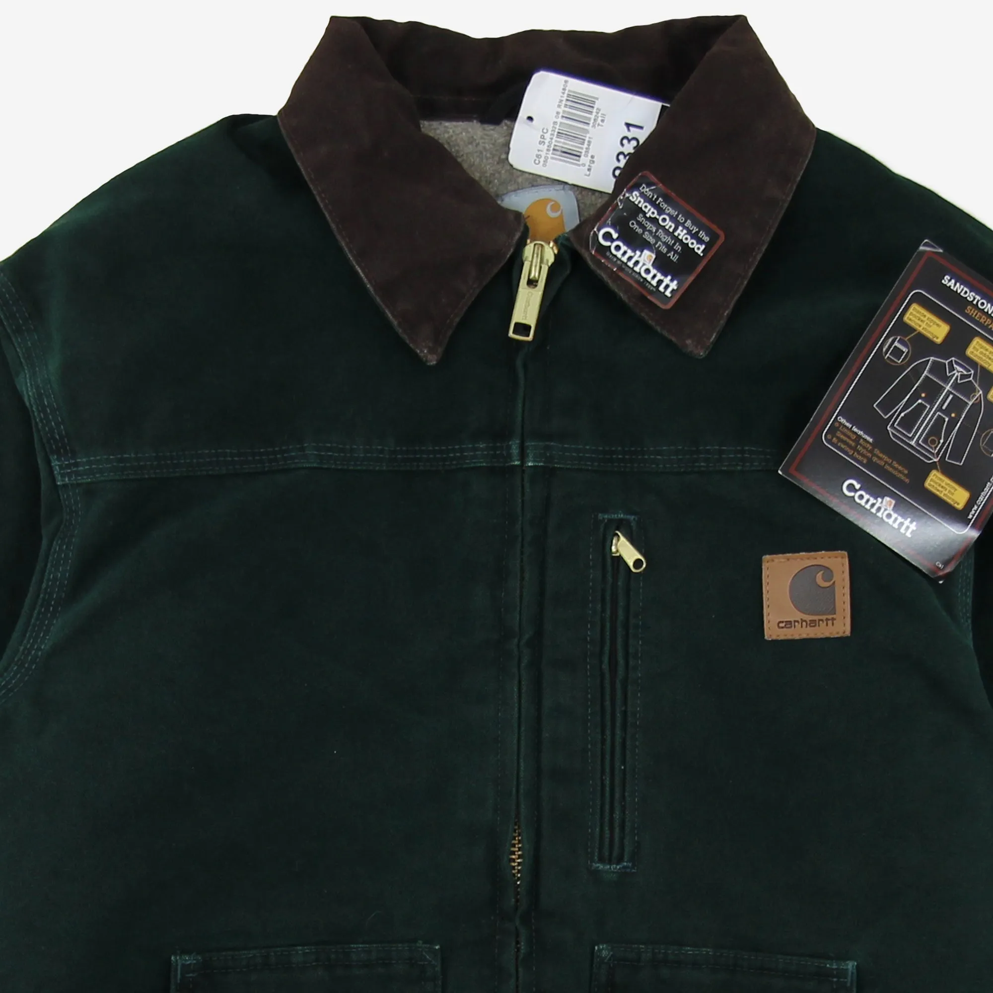 Vintage Carhartt C61 SPC (spruce) Sherpa Lined Sandstone Ridge Coat NWT Large Tall