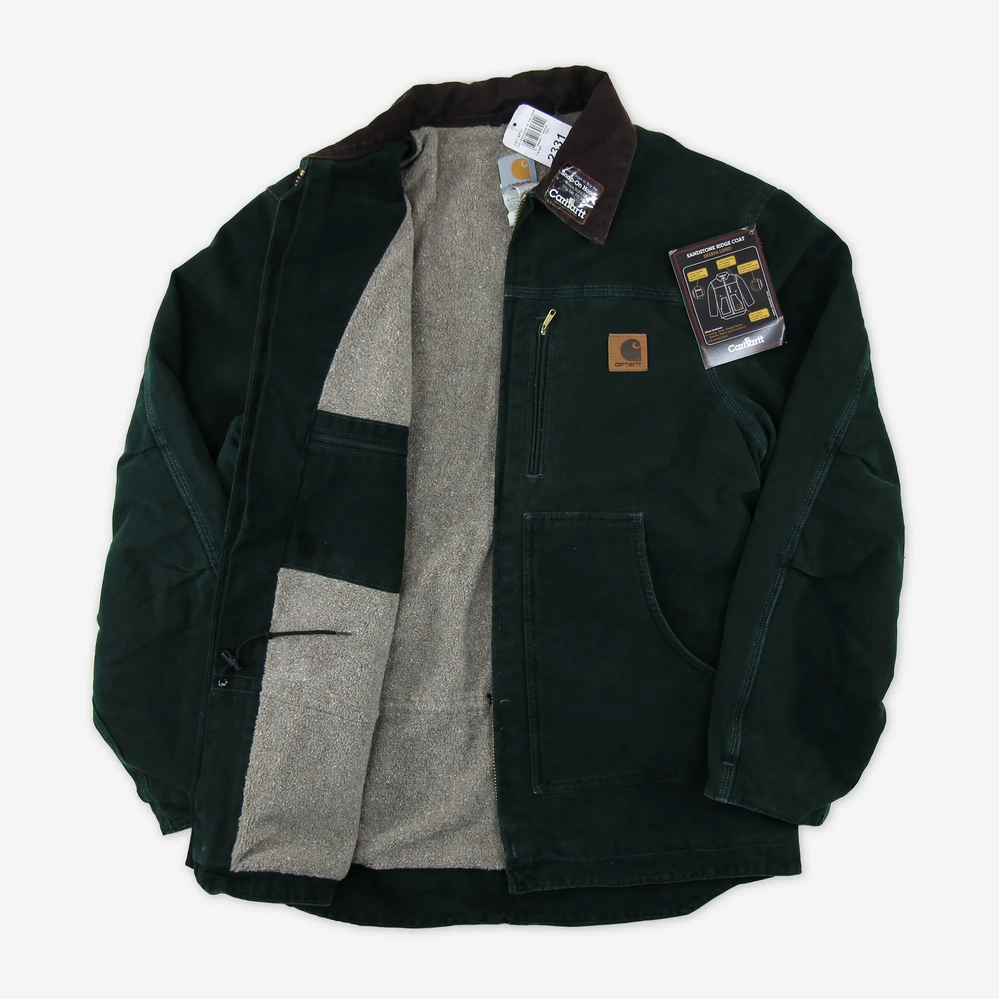 Vintage Carhartt C61 SPC (spruce) Sherpa Lined Sandstone Ridge Coat NWT Large Tall
