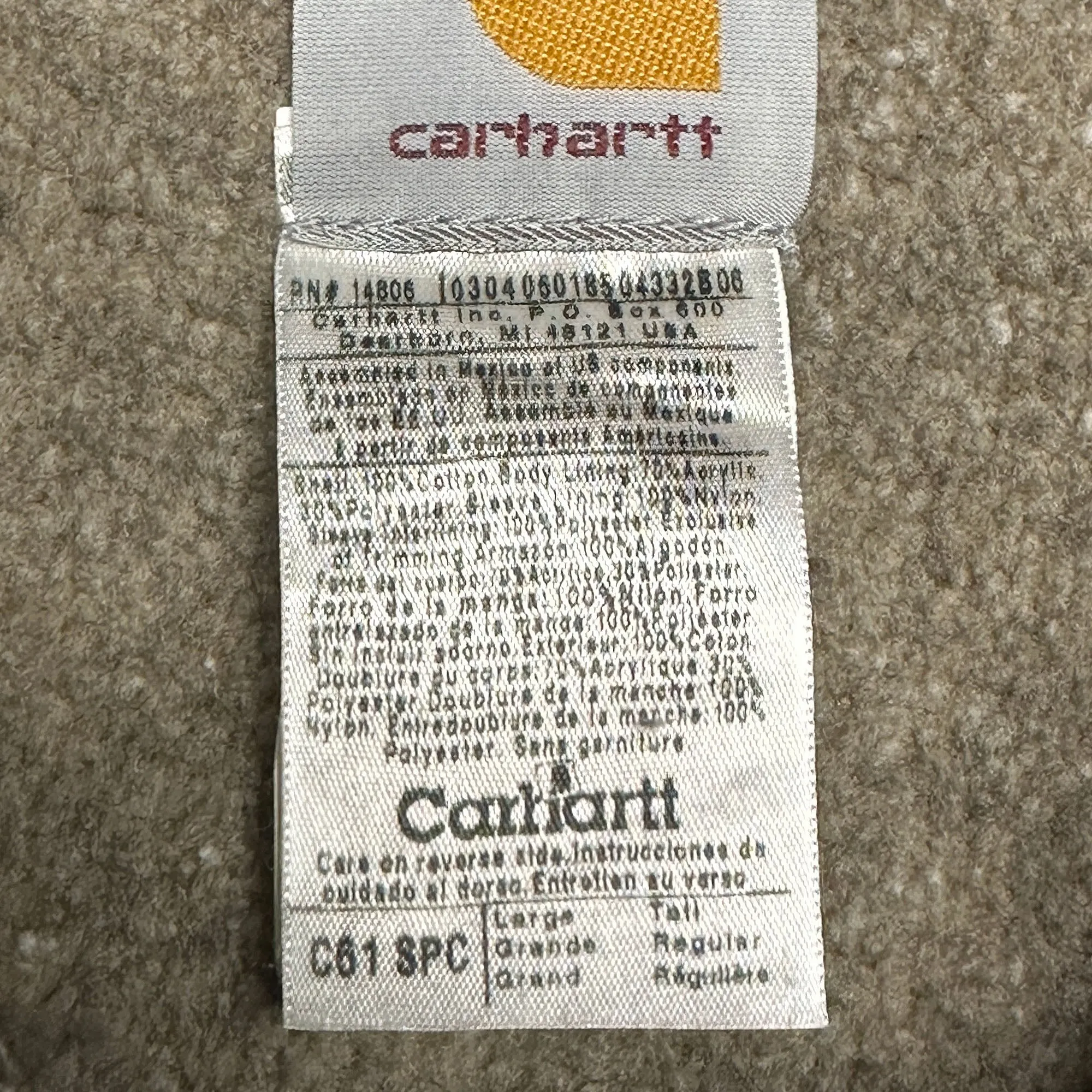 Vintage Carhartt C61 SPC (spruce) Sherpa Lined Sandstone Ridge Coat NWT Large Tall