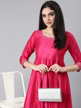 Women Pink Solid Empire Kurta