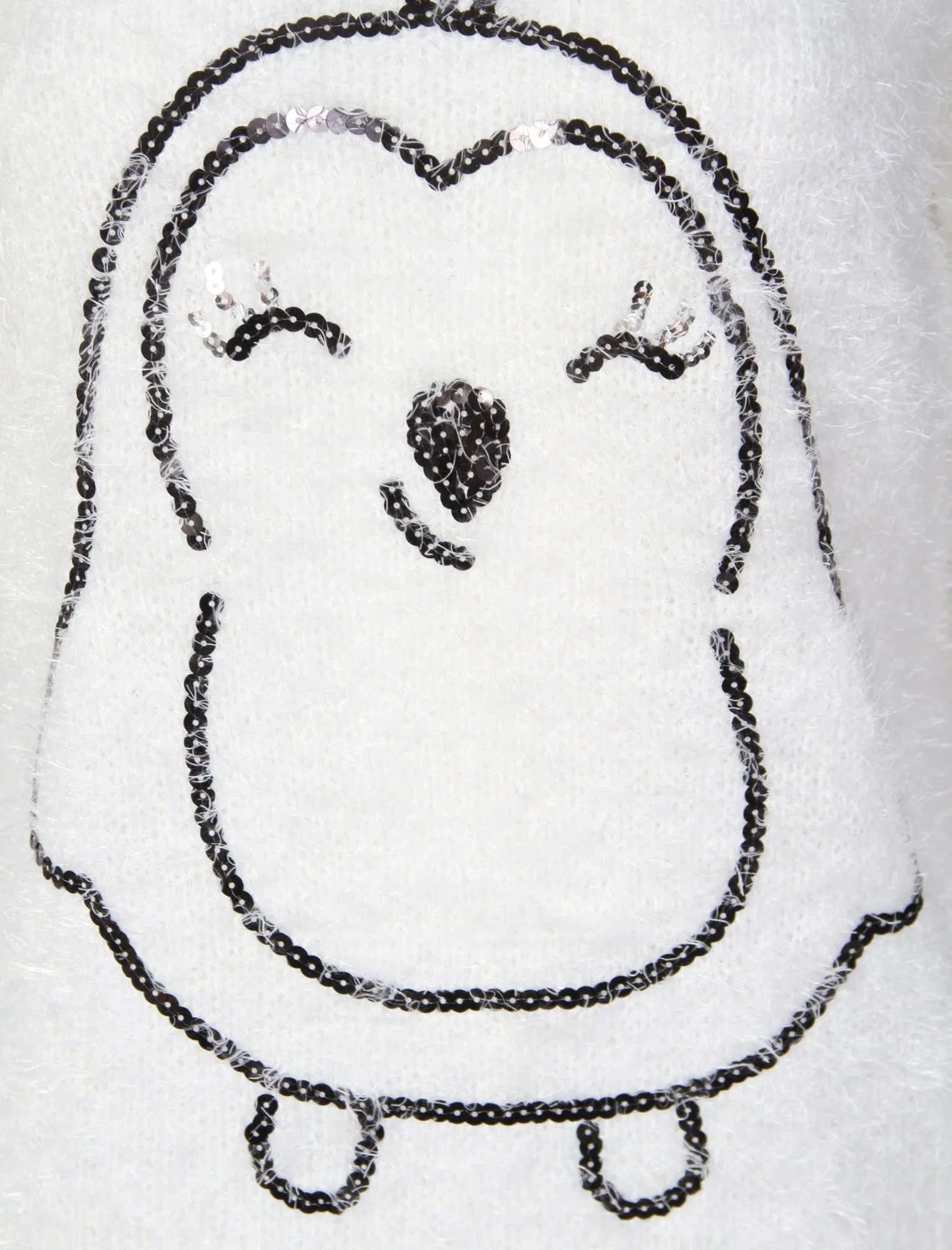 Womens Lx Penguin Chick Fluffy Knit Jumper in Cream - Christmas Wishes