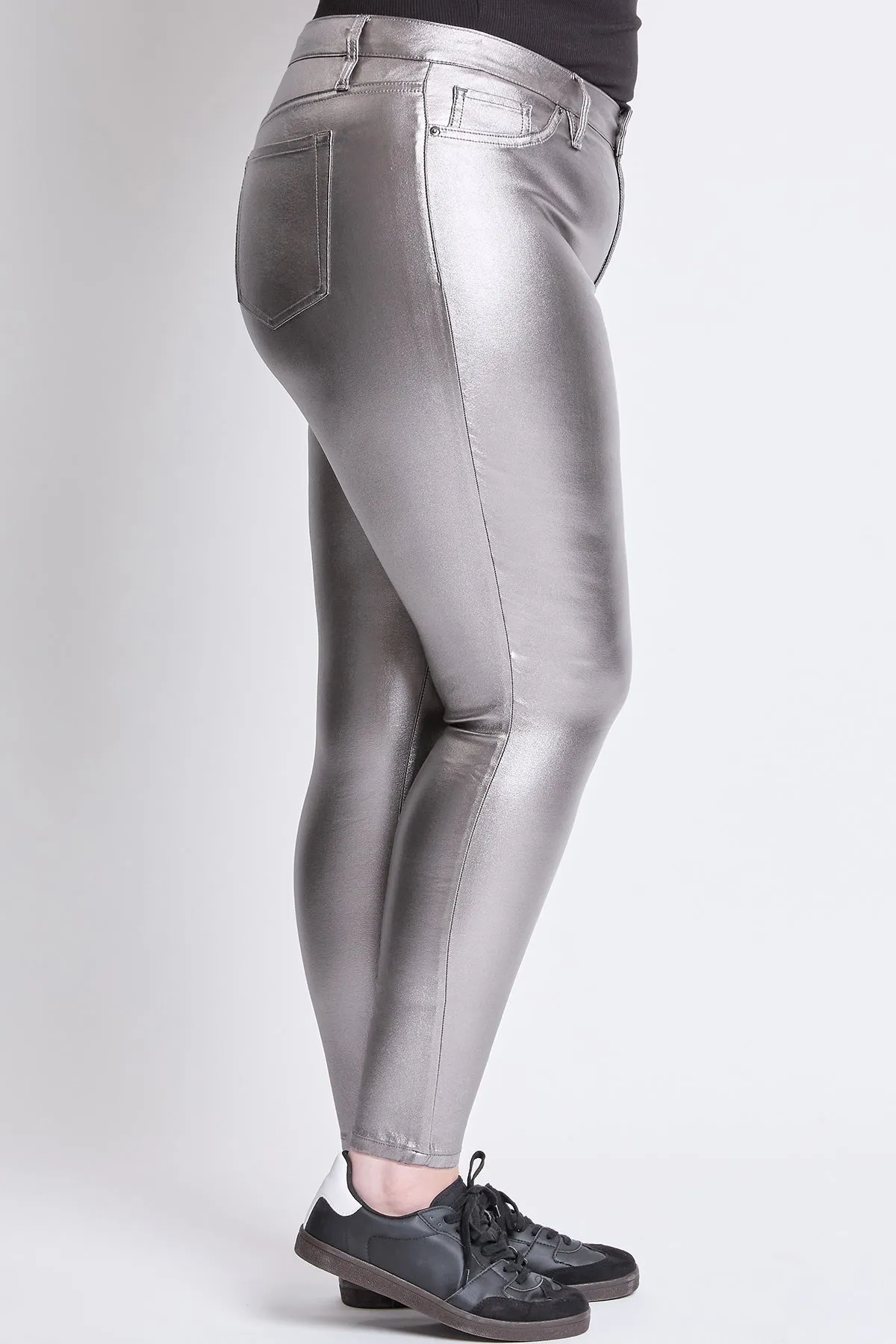 Women's Plus High-Rise Metallic Hyperstretch Skinny Jean, Smoke