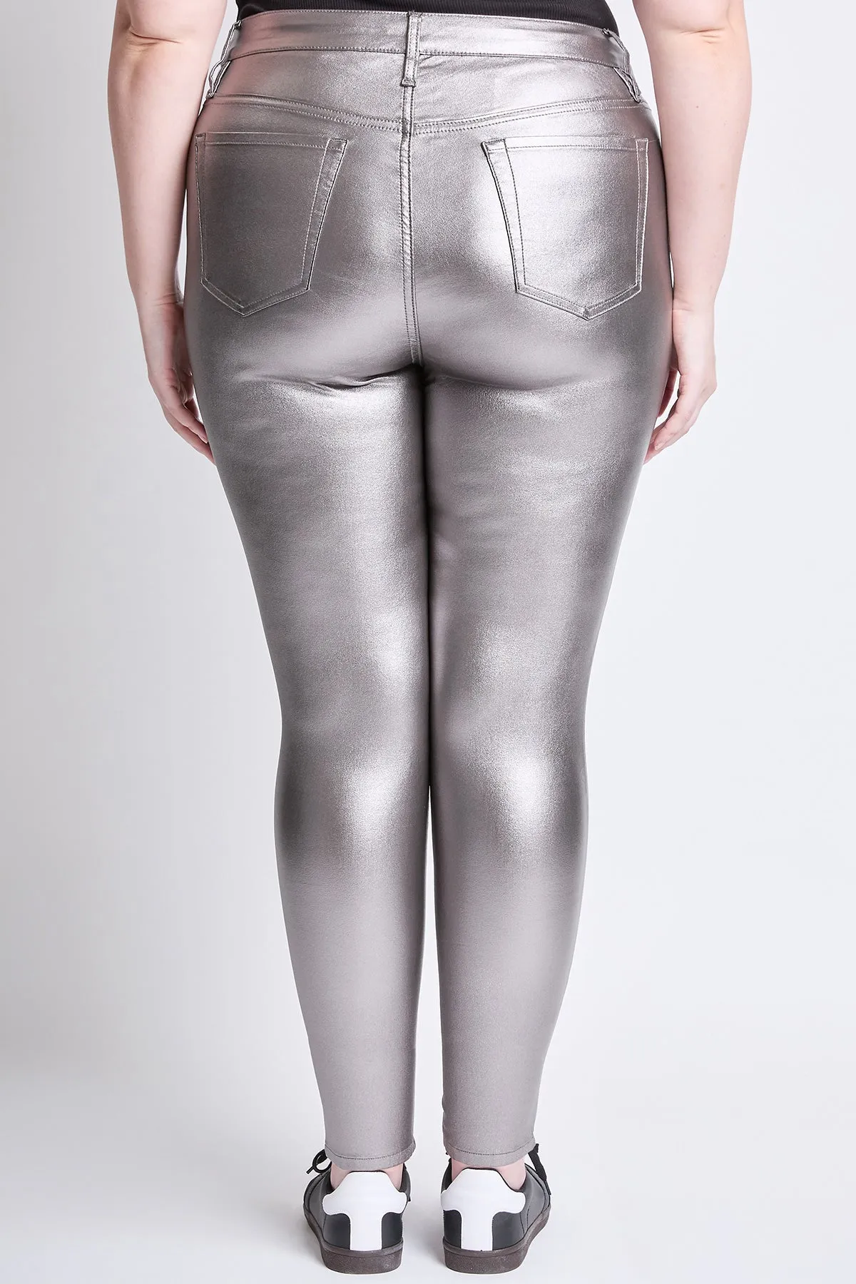 Women's Plus High-Rise Metallic Hyperstretch Skinny Jean, Smoke